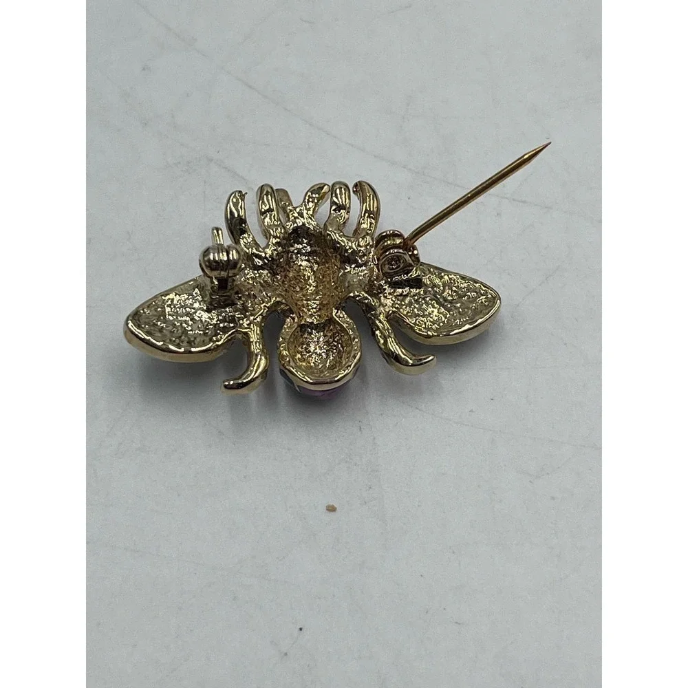 Bumble Bee Multicolor‎ Blue Purple Enamel Gold Tone Brooch